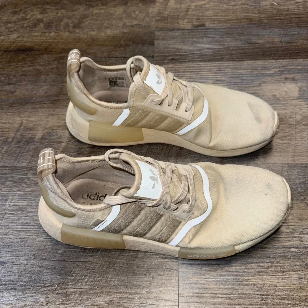 Adidas NMD R1 HQ4248 Mens 9 Wonder White Savannah Beige Boost Sneakers